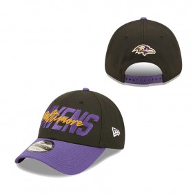Youth Baltimore Ravens New Era Black Purple 2022 NFL Draft 9FORTY Snapback Adjustable Cap